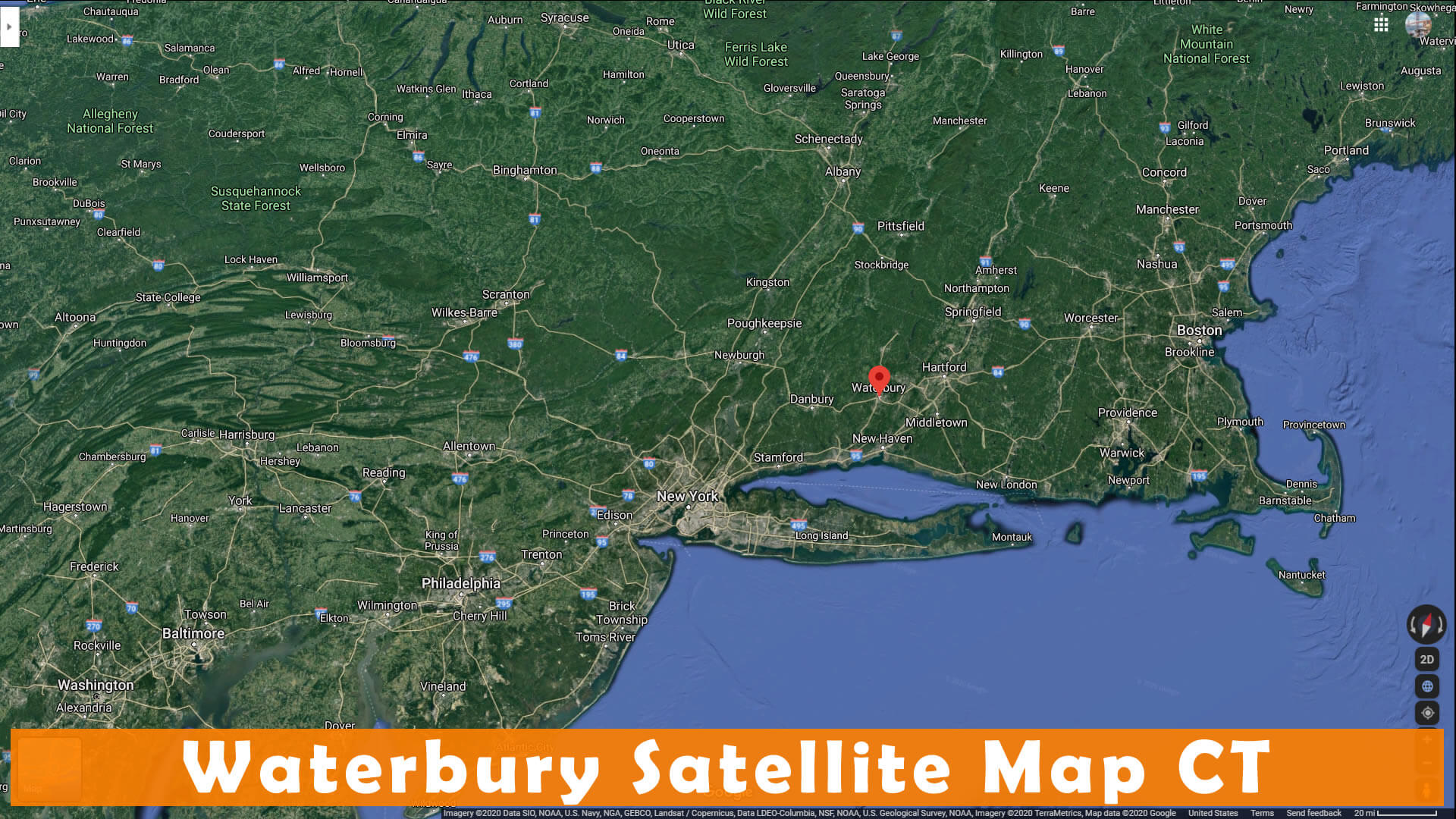 Waterbury Satellite Carte CT
